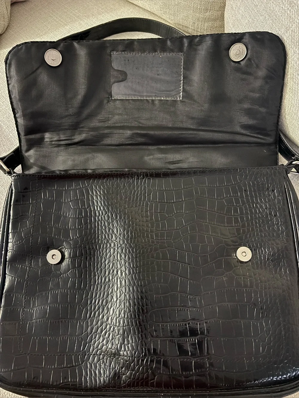 Liz Claiborne Black Croc-Embossed Messenger Bag